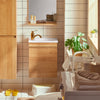 SoBuy BZR169-N Dulap suspendat pentru lavoar, Dulap de baie cu lavoar ceramic Set de lavoar