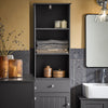 SoBuy BZR17-DG Coloană Baie Mobilier de Baie Depozitare cu Dulap și 3 Rafturi Deschise, Comodă Mică Compactă cu 1 Sertar pentru Toaletă, Dormitor 40x161x35 cm