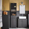 SoBuy BZR17-DG Coloană Baie Mobilier de Baie Depozitare cu Dulap și 3 Rafturi Deschise, Comodă Mică Compactă cu 1 Sertar pentru Toaletă, Dormitor 40x161x35 cm