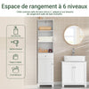SoBuy BZR17-W Coloană baie, Dulap baie depozitare cu dulap și 3 rafturi deschise, Mobilier compact mic cu 1 sertar pentru toaletă, dormitor 40x161x35 cm
