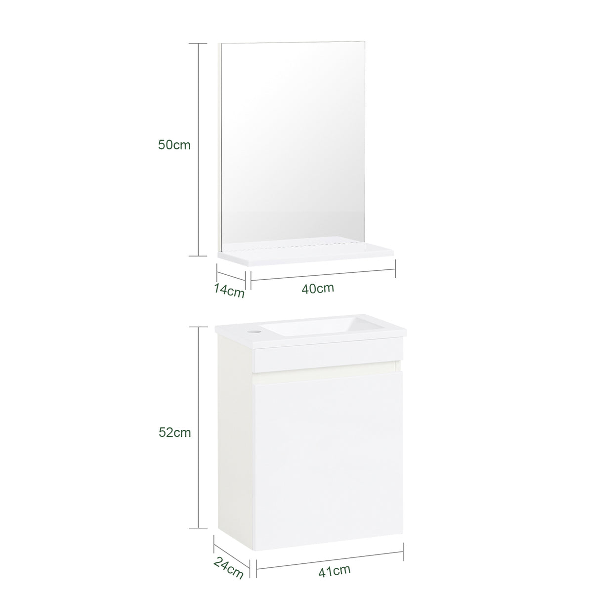SoBuy BZR170-SET Meuble Suspendu pour Lavabo avec Miroir Meuble sous Vasque avec Miroir Ensemble de Lavabo en céramique