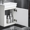 SoBuy BZR170-W Dulap suspendat pentru lavoar, Dulap de baie cu lavoar, cu chiuvetă, Set lavoar ceramic