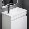 SoBuy BZR170-W Dulap suspendat pentru lavoar, Dulap de baie cu lavoar, cu chiuvetă, Set lavoar ceramic