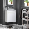 SoBuy BZR170-W Dulap suspendat pentru lavoar, Dulap de baie cu lavoar, cu chiuvetă, Set lavoar ceramic