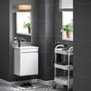 SoBuy BZR170-W Dulap suspendat pentru lavoar, Dulap de baie cu lavoar, cu chiuvetă, Set lavoar ceramic