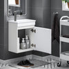 SoBuy BZR170-W Dulap suspendat pentru lavoar, Dulap de baie cu lavoar, cu chiuvetă, Set lavoar ceramic