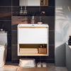 SoBuy BZR171-N Dulap suspendat pentru lavoar, Set lavoar cu vas din ceramică, 1 Sertar și 1 Compartiment