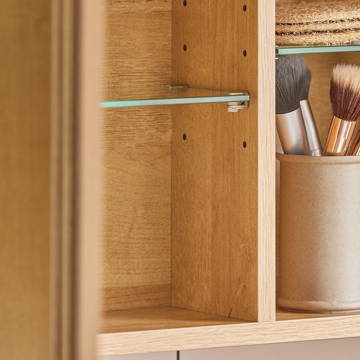 SoBuy BZR173-N Armoire Murale avec Miroir, Placard de Rangement, Meuble Haut avec 1 Porte, Étagères Réglables, 60x15x50 cm