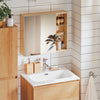 SoBuy BZR173-NArmoire Murale avec Miroir, Placard de Rangement, Meuble Haut avec 1 Porte, Étagères Réglables, 60x15x50 cm