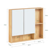 SoBuy BZR177-N Armoire Murale avec Miroir, Placard de Rangement,Meuble Haut avec 2 Portes, Étagère Réglable, 80x13x70 cm