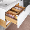SoBuy BZR178-WN Dulap Suspendat pentru Chiuvetă, Dulap de Baie cu Lavoar, Set de Chiuvetă din Ceramică, 1 Sertar și 1 Ușă, Alb-Natur, 80x46x54cm