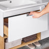 SoBuy BZR178-WN Dulap Suspendat pentru Chiuvetă, Dulap de Baie cu Lavoar, Set de Chiuvetă din Ceramică, 1 Sertar și 1 Ușă, Alb-Natur, 80x46x54cm