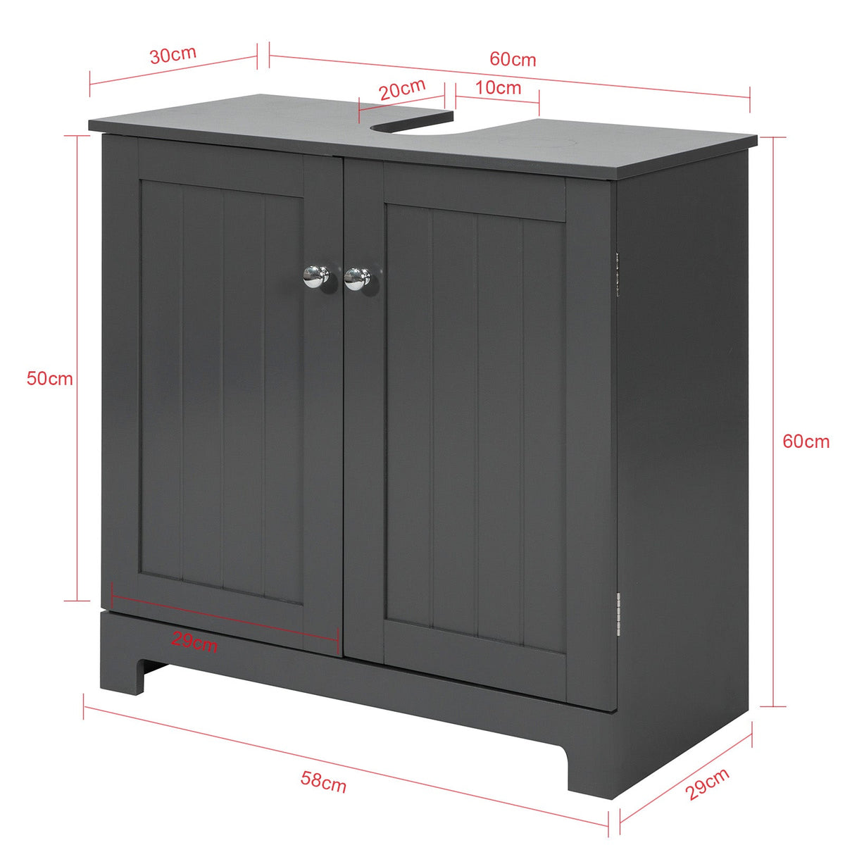 SoBuy BZR18-DG Meuble sous-Lavabo à 2 étages et 2 Portes
