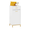 SoBuy BZR180-W Armoire à Linge, Corbeille à Linge, Meuble Bas de Salle de Bain sur Pieds, Armoire Toilette, Meuble de Rangement avec 1 Tiroir et 1 Panier à Linge Amovible, Blanc, 40x40x95cm