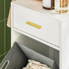 SoBuy BZR180-W Armoire à Linge, Corbeille à Linge, Meuble Bas de Salle de Bain sur Pieds, Armoire Toilette, Meuble de Rangement avec 1 Tiroir et 1 Panier à Linge Amovible, Blanc, 40x40x95cm