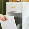SoBuy BZR180-W Armoire à Linge, Corbeille à Linge, Meuble Bas de Salle de Bain sur Pieds, Armoire Toilette, Meuble de Rangement avec 1 Tiroir et 1 Panier à Linge Amovible, Blanc, 40x40x95cm