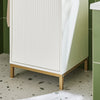 SoBuy BZR180-W Armoire à Linge, Corbeille à Linge, Meuble Bas de Salle de Bain sur Pieds, Armoire Toilette, Meuble de Rangement avec 1 Tiroir et 1 Panier à Linge Amovible, Blanc, 40x40x95cm