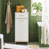 SoBuy BZR180-W Armoire à Linge, Corbeille à Linge, Meuble Bas de Salle de Bain sur Pieds, Armoire Toilette, Meuble de Rangement avec 1 Tiroir et 1 Panier à Linge Amovible, Blanc, 40x40x95cm