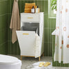 SoBuy BZR180-W Armoire à Linge, Corbeille à Linge, Meuble Bas de Salle de Bain sur Pieds, Armoire Toilette, Meuble de Rangement avec 1 Tiroir et 1 Panier à Linge Amovible, Blanc, 40x40x95cm