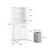 SoBuy BZR182-W Armoire de Salle de Bain Haute avec Sac à Linge, Colonne Meuble Salle de Bain avec 2 Portes, 2 Paniers à Linge Amovibles, 3 Compartiments Ouverts, 65x32x170 cm, Blanc