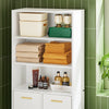 SoBuy BZR182-W Armoire de Salle de Bain Haute avec Sac à Linge, Colonne Meuble Salle de Bain avec 2 Portes, 2 Paniers à Linge Amovibles, 3 Compartiments Ouverts, 65x32x170 cm, Blanc