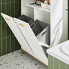 SoBuy BZR182-W Armoire de Salle de Bain Haute avec Sac à Linge, Colonne Meuble Salle de Bain avec 2 Portes, 2 Paniers à Linge Amovibles, 3 Compartiments Ouverts, 65x32x170 cm, Blanc