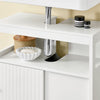 SoBuy BZR185-W Meuble sous-Lavabo, Meuble sous-Vasque Meuble de Rangement de Salle de Bain, 2 Étagères, 2 Portes Coulissantes