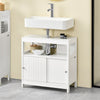 SoBuy BZR185-W Meuble sous-Lavabo, Meuble sous-Vasque Meuble de Rangement de Salle de Bain, 2 Étagères, 2 Portes Coulissantes
