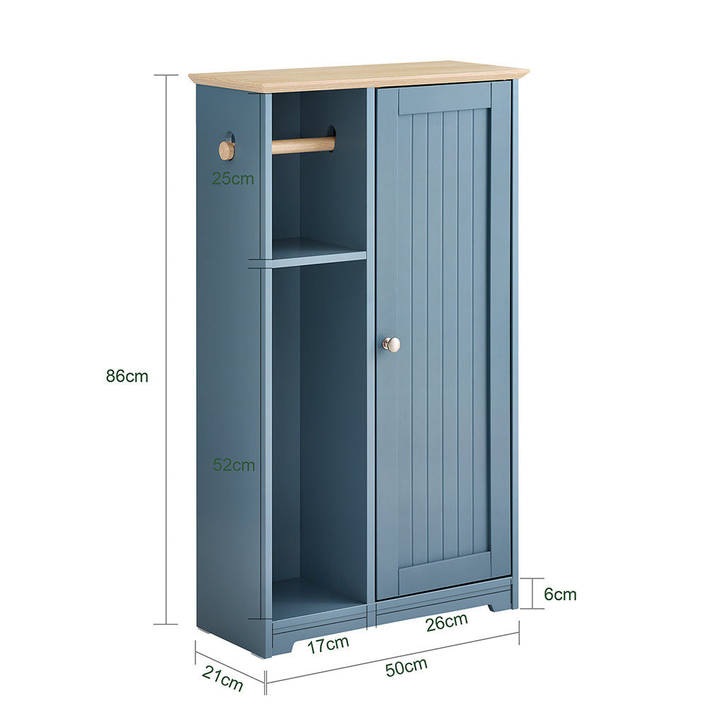 SoBuy BZR189-HG Dulap de Depozitare pentru Baie, Suport Hârtie Igienică, Suport Perie WC cu 1 Ușă