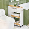 SoBuy BZR190-WN Suport Hârtie Igienică Dulap Hârtie Igienică Suport Perie WC Mobilier Baie pe roți