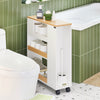 SoBuy BZR190-WN Suport Hârtie Igienică Dulap Hârtie Igienică Suport Perie WC Mobilier Baie pe roți
