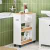 SoBuy BZR190-WN Suport Hârtie Igienică Dulap Hârtie Igienică Suport Perie WC Mobilier Baie pe roți