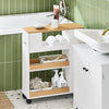 SoBuy BZR190-WN Suport Hârtie Igienică Dulap Hârtie Igienică Suport Perie WC Mobilier Baie pe roți