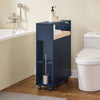 SoBuy BZR195-B Dulap de Depozitare Baie Îngust pe Roți, Suport Hârtie Igienică, Dulap Compact pentru Toaletă WC, 1 Raft Detașabil și 3 Sertare