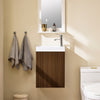 Prévente SoBuy BZR196-BR Meuble Sous Vasque Suspendu Bois Foncé avec Lavabo Céramique, Porte Soft-Close Sans Poignée, Étagère, 15kg – 40x22x56 cm