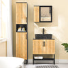 SoBuy BZR202-SCH Meuble sous Lavabo Salle de Bain 60 cm Petit Meuble de Rangement en Bambou et Métal Meuble sous Vasque Compact pour WC ou Petite Salle de Bain