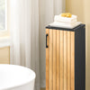 SoBuy BZR203-SCH Mobilier de baie pentru toaletă, dulap de depozitare îngust cu ușă din bambus, dulap de toaletă modern, care economisește spațiu pentru baie, toaletă, bucătărie 30x30x90cm