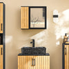 SoBuy BZR204-SCH Dulap suspendat de baie cu oglindă – Dulap de perete pentru baie din MDF – Etajeră de perete, depozitare flexibilă, instalare ușoară – Dulap WC suspendat, Negru, 50x20x45cm