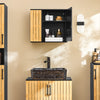 SoBuy BZR204-SCH Dulap suspendat de baie cu oglindă – Dulap de perete pentru baie din MDF – Etajeră de perete, depozitare flexibilă, instalare ușoară – Dulap WC suspendat, Negru, 50x20x45cm