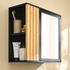SoBuy BZR204-SCH Dulap suspendat de baie cu oglindă – Dulap de perete pentru baie din MDF – Etajeră de perete, depozitare flexibilă, instalare ușoară – Dulap WC suspendat, Negru, 50x20x45cm