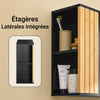 SoBuy BZR204-SCH Dulap suspendat de baie cu oglindă – Dulap de perete pentru baie din MDF – Etajeră de perete, depozitare flexibilă, instalare ușoară – Dulap WC suspendat, Negru, 50x20x45cm
