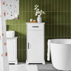 SoBuy BZR207-W Dulap de Baie – Comodă Mică de Depozitare cu Sertar, Dulap Înalt pentru Baie din Lemn, Dulap Depozitare WC, Rezistent la Umiditate, Alb, 42x30x93cm