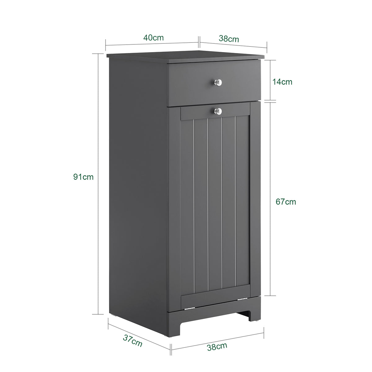 SoBuy BZR21-II-DG Dulap de baie, Dulap de toaletă cu 1 sertar și 1 coș de rufe pliabil, Dulap de depozitare, Coș de rufe, Cutie de rufe, Suport pentru haine, 40x38x90cm, Gri