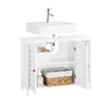 SoBuy BZR210-W Meuble sous Lavabo Salle de Bain avec 2 Portes et Niche Ouverte – Meuble Vasque en MDF E1, Étagère Réglable, Charge 42kg – Armoire Salle de Bain 80x31,5x60,5cm