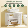SoBuy BZR210-W Meuble sous Lavabo Salle de Bain avec 2 Portes et Niche Ouverte – Meuble Vasque en MDF E1, Étagère Réglable, Charge 42kg – Armoire Salle de Bain 80x31,5x60,5cm
