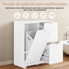 SoBuy BZR213-W Meuble Salle de Bain avec 3 Paniers à Linge Colonne de Rangement étroite 78x38x90 cm avec 1 Grand Panier Intégré & 2 Paniers en Tissu Amovibles – Armoire Salle de Bain Gain de Place