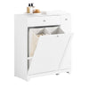 SoBuy BZR214-W Dulap de Baie cu Coș de Rufe, Coloană de Depozitare cu 1 Sertar și Compartiment Glisant, Dulap de Baie Impermeabil 78x38x90cm, Ideal pentru WC, Chiuvetă, Toaletă