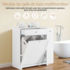 SoBuy BZR214-W Dulap de Baie cu Coș de Rufe, Coloană de Depozitare cu 1 Sertar și Compartiment Glisant, Dulap de Baie Impermeabil 78x38x90cm, Ideal pentru WC, Chiuvetă, Toaletă