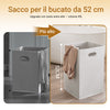 SoBuy BZR216-W Dulap de baie înalt, cu economie de spațiu, cu coș de rufe de 45 l - coloană de baie îngustă 40x38x180cm cu sertar MDF, raft deschis și ușă dulap pentru rufe sau WC