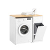SoBuy BZR217-WN Dulap Mașină de Spălat – Mobilier de Baie cu Coș de Rufe și Sertar, pentru Mașini de Spălat și Uscătoare, Dulap pentru Mașina de Spălat din Lemn, Alb, 100 x 60 x 90 cm